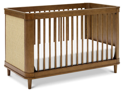 M23701NLBC,Namesake,Marin with Cane 3-in-1 Convertible Crib in Natural Walnut and Blonde Cane