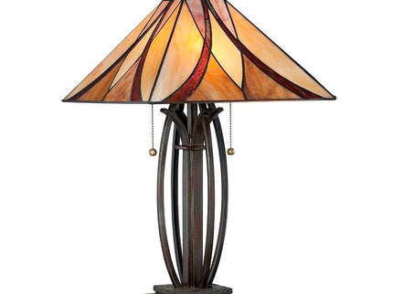 Quoizel Ashville 25" High Bronze Art Glass Tiffany-Style Table Lamp