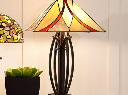 Quoizel Ashville 25" High Bronze Art Glass Tiffany-Style Table Lamp