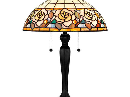 Quoizel Betty 24" High 2-Light Matte Black Floral Art Glass Table Lamp
