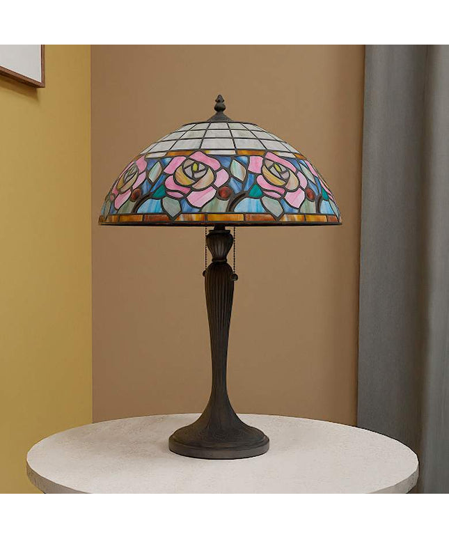 Quoizel Betty 24" High 2-Light Matte Black Floral Art Glass Table Lamp