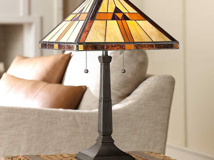 Quoizel Bryant 23" High Bronze Tiffany-Style Architectural Table Lamp