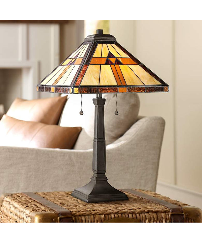 Quoizel Bryant 23" High Bronze Tiffany-Style Architectural Table Lamp