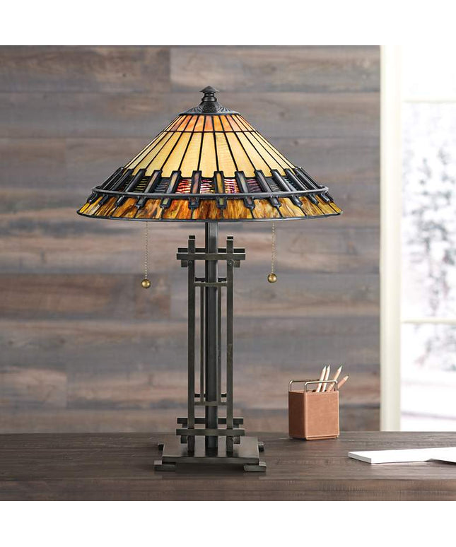 Quoizel Chastain 22 1/2" High Arts and Crafts Tiffany-Style Table Lamp