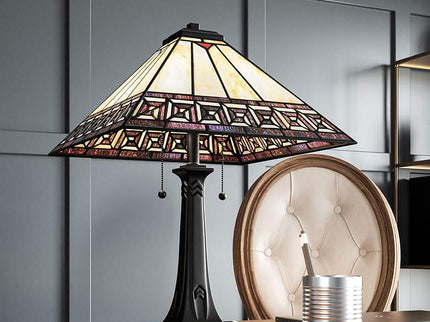 Quoizel Edith 24 1/2" High Matte Black Art Glass Mission Table Lamp