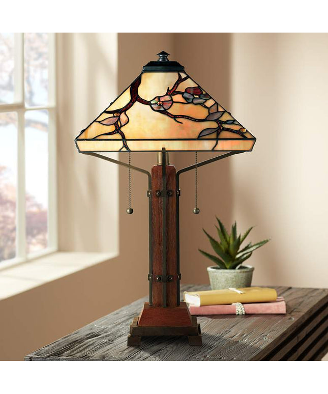 Quoizel Grove Park 23 1/2" High Art Glass Tiffany-Style Table Lamp