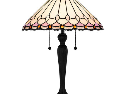 Quoizel Inez 24" High Matte Black Tiffany-Style Glass Table Lamp