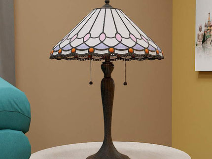 Quoizel Inez 24" High Matte Black Tiffany-Style Glass Table Lamp