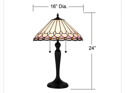 Quoizel Inez 24" High Matte Black Tiffany-Style Glass Table Lamp
