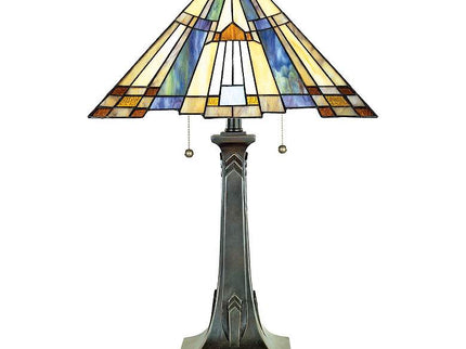 Quoizel Inglenook 25" Glass Arts and Crafts Tiffany-Style Table Lamp