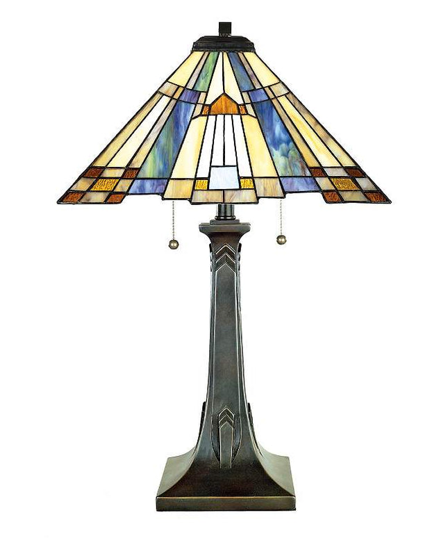 Quoizel Inglenook 25" Glass Arts and Crafts Tiffany-Style Table Lamp