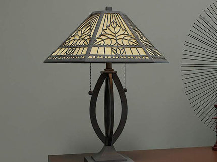 Quoizel James Matte Black and Tiffany Glass Accent Table Lamp