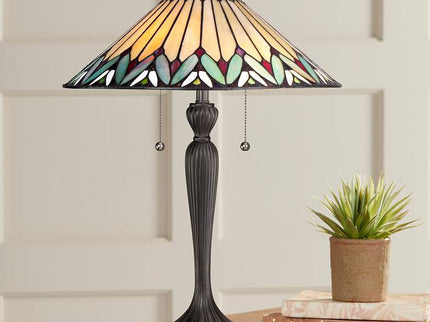 Quoizel Pearson 23" High Twin Light Tiffany-Style Table Lamp