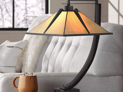 Quoizel Pomeroy 21" Vintage Bronze Tiffany Style Accent Table Lamp