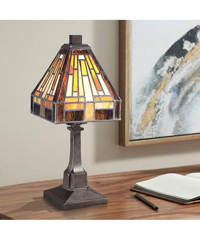 Quoizel Stephen 12" High Vintage Bronze Tiffany Style Accent Lamp