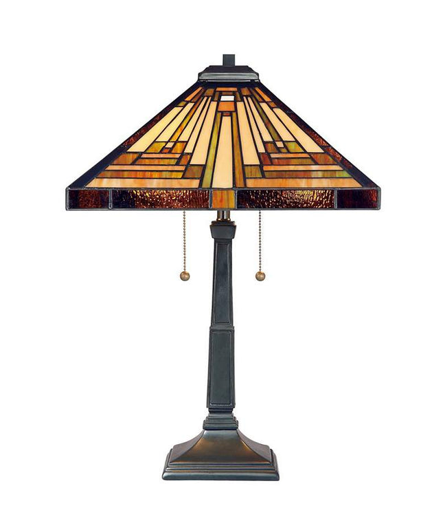 Quoizel Stephen 23" Vintage Mission Bronze Tiffany-Style Table Lamp