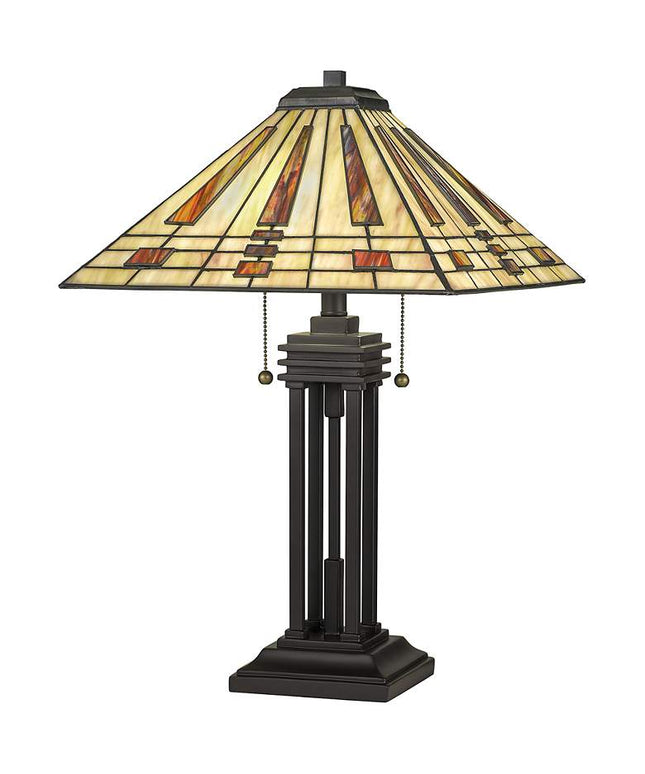 Quoizel Stevie 24 1/4" Bronze and Art Glass Tiffany-Style Table Lamp