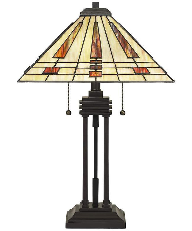 Quoizel Stevie 24 1/4" Bronze and Art Glass Tiffany-Style Table Lamp