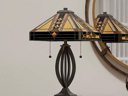 Quoizel Yellowstone 22 3/4" Matte Black Tiffany-Style Accent Lamp