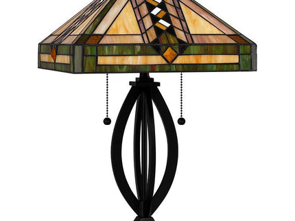 Quoizel Yellowstone 22 3/4" Matte Black Tiffany-Style Accent Lamp