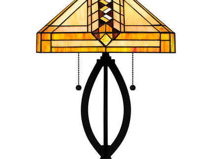 Quoizel Yellowstone 22 3/4" Matte Black Tiffany-Style Accent Lamp