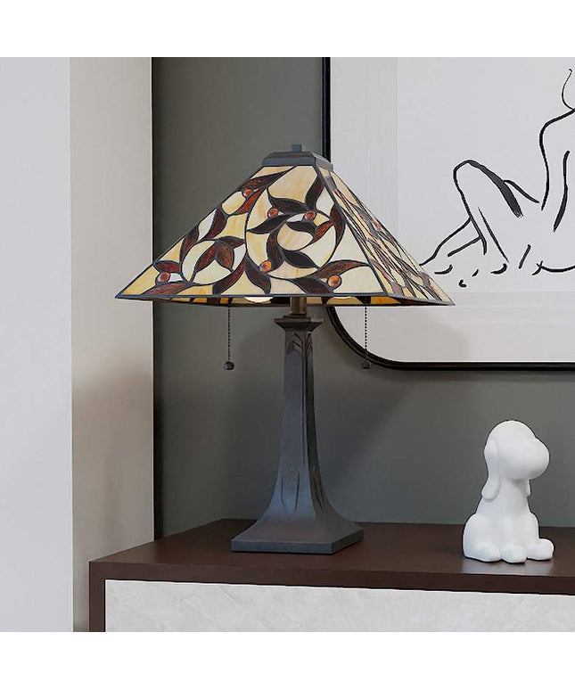 Quoizel Zion Matte Black Tiffany Table Lamp