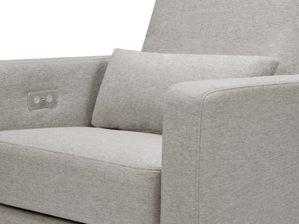 M23085PGEWLB,Babyletto,Sigi Glider Recliner w/ Electronic Control and USB in Performance Grey Eco-Weave w/Light Wood Base