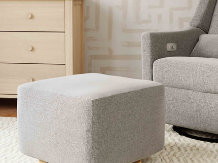M26385PGEWLB,Babyletto,Kiwi Gliding Ottoman in Performance Grey Eco-Weave w/ Light Wood Base