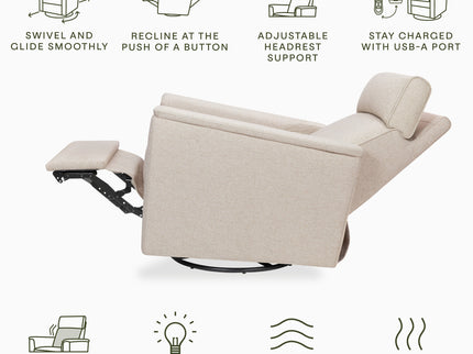 M17183PBEW,Namesake,Willa Deluxe Power Glider Recliner w/Heat&Massage in Performance Beach Eco-Weave