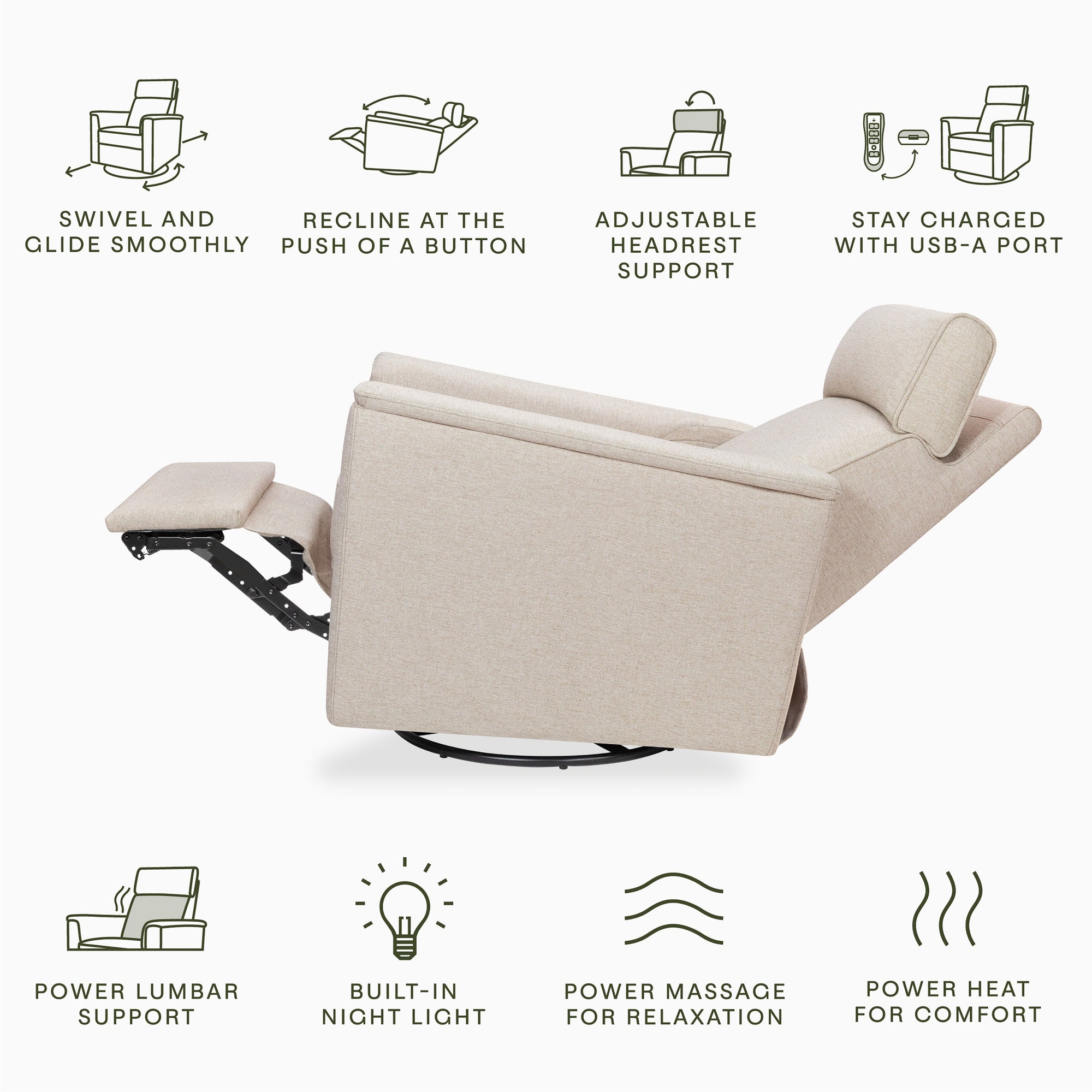 M17183PBEW,Namesake,Willa Deluxe Power Glider Recliner w/Heat&Massage in Performance Beach Eco-Weave