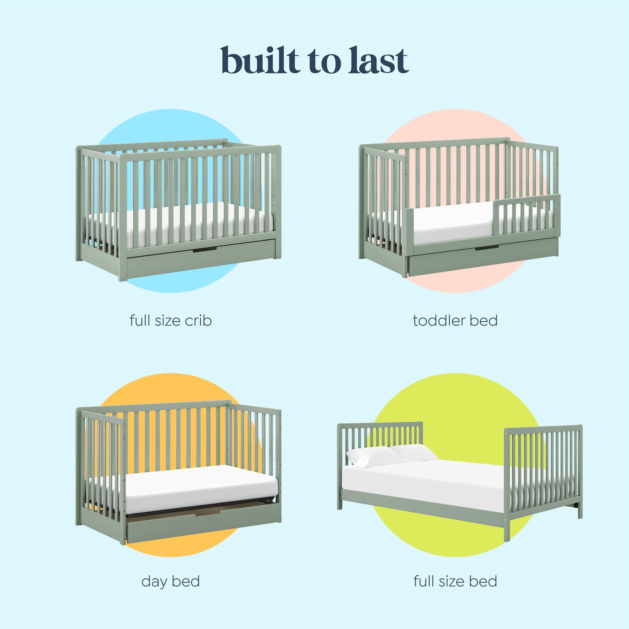 F11951LS,Carter's,Colby 4-in-1 Convertible Crib w/ Trundle Drawer in Light Sage