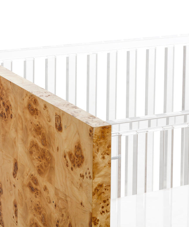 NW26101CKBU,Nursery Works,Altair Crib in Clear Acrylic with Burl