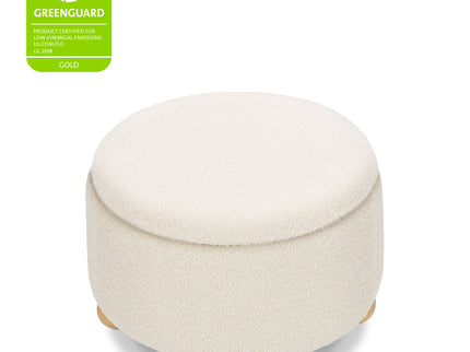 M30985PWBHF,Namesake,Tuffet Storage Ottoman in Performance Ivory Boucle w/Honey Ball Feet