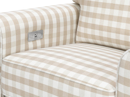 B17787TGH,Monogram by Namesake,Monroe Pillowback Power Recliner in Tan Gingham