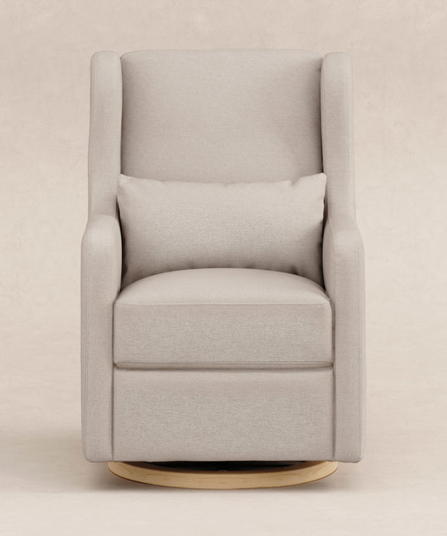 M22187PBEWLB,Babyletto,Wally Swivel Glider in Performance Beach Eco-Weave w/ Light Wood Base