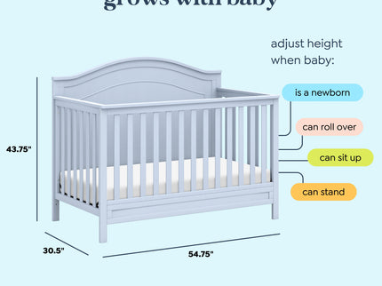 M12801PB,DaVinci,Charlie 4-in-1 Convertible Crib in Powder Blue