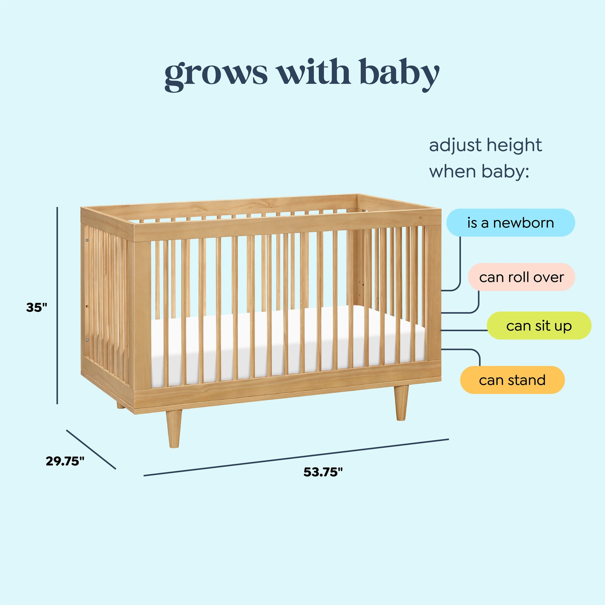 W4901HY,DaVinci,Marley 3-In-1 Convertible Crib in Honey