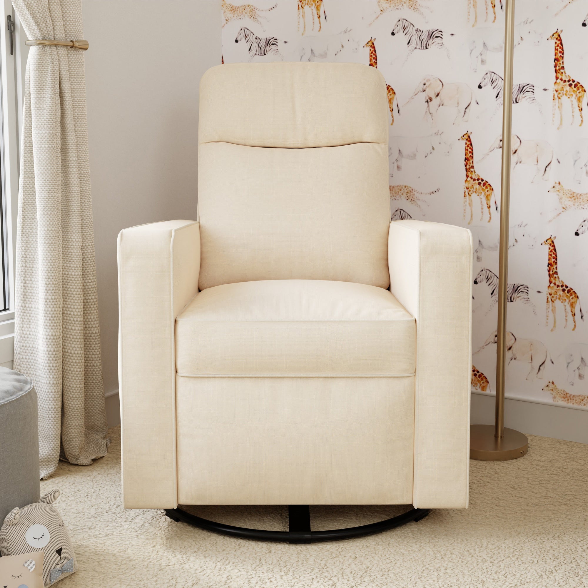 M19787NO,DaVinci,Gabby Pillowback Swivel Glider in Natural Oat