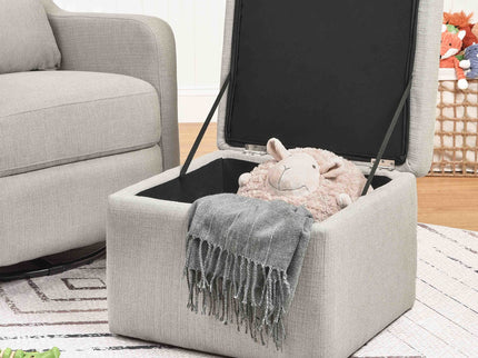 F18787PFTGRY,Carter's,Adrian Swivel Glider with Storage Ottoman in Performance Grey Linen