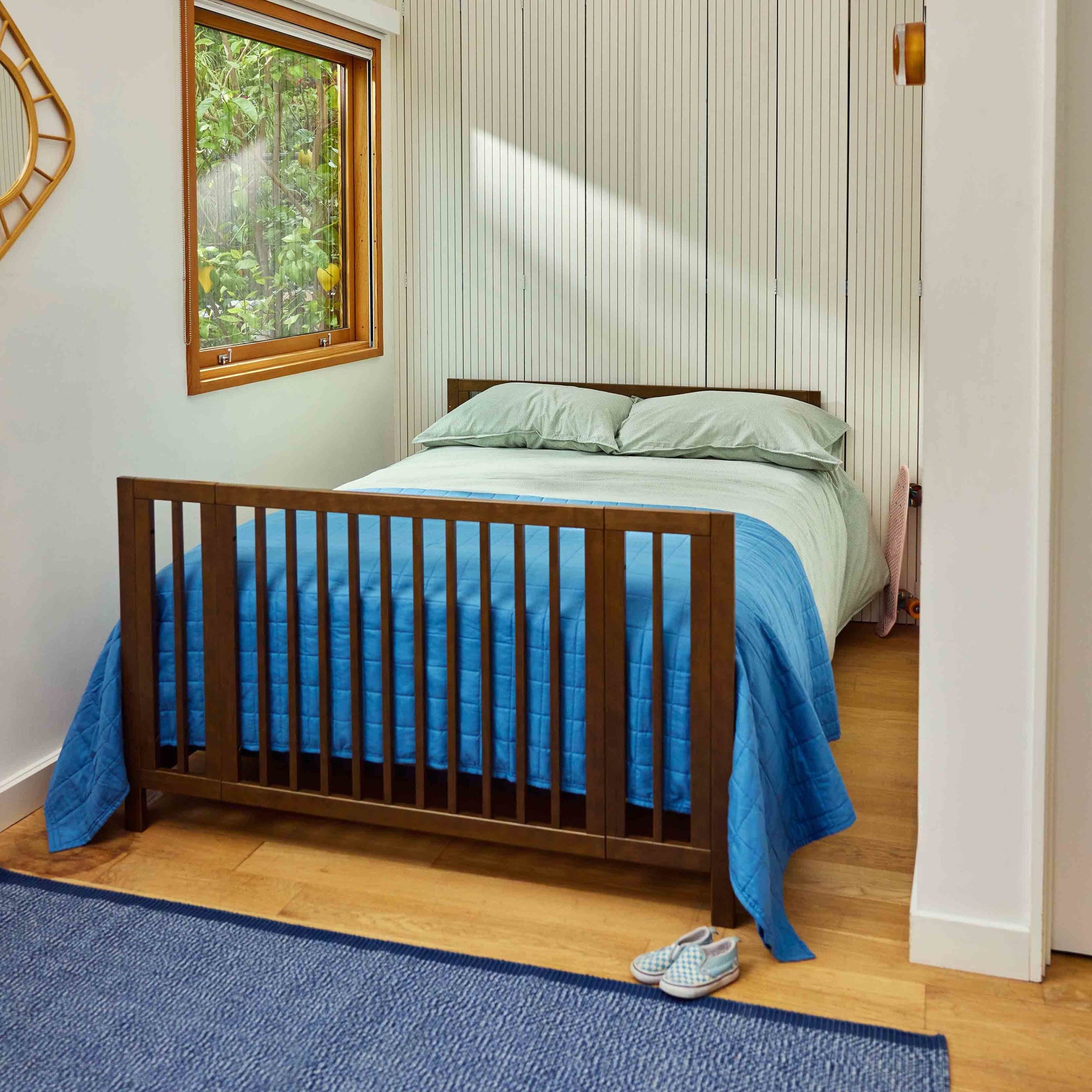 M30880NL,Babyletto,Rolli 9-in-1 Convertible All-Stages« Crib w/ Bassinet & Toddler Bed Kits in Natural Walnut