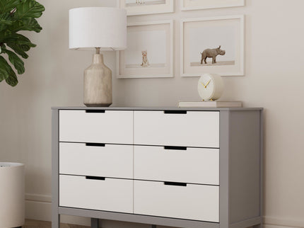 F11926GW,Carter's,Colby 6-Drawer Double Dresser in Grey and White