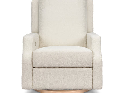 M22286WBLB,Namesake,Crewe Electronic Swivel Glider Recliner in Ivory Boucle w/Light Wood Base