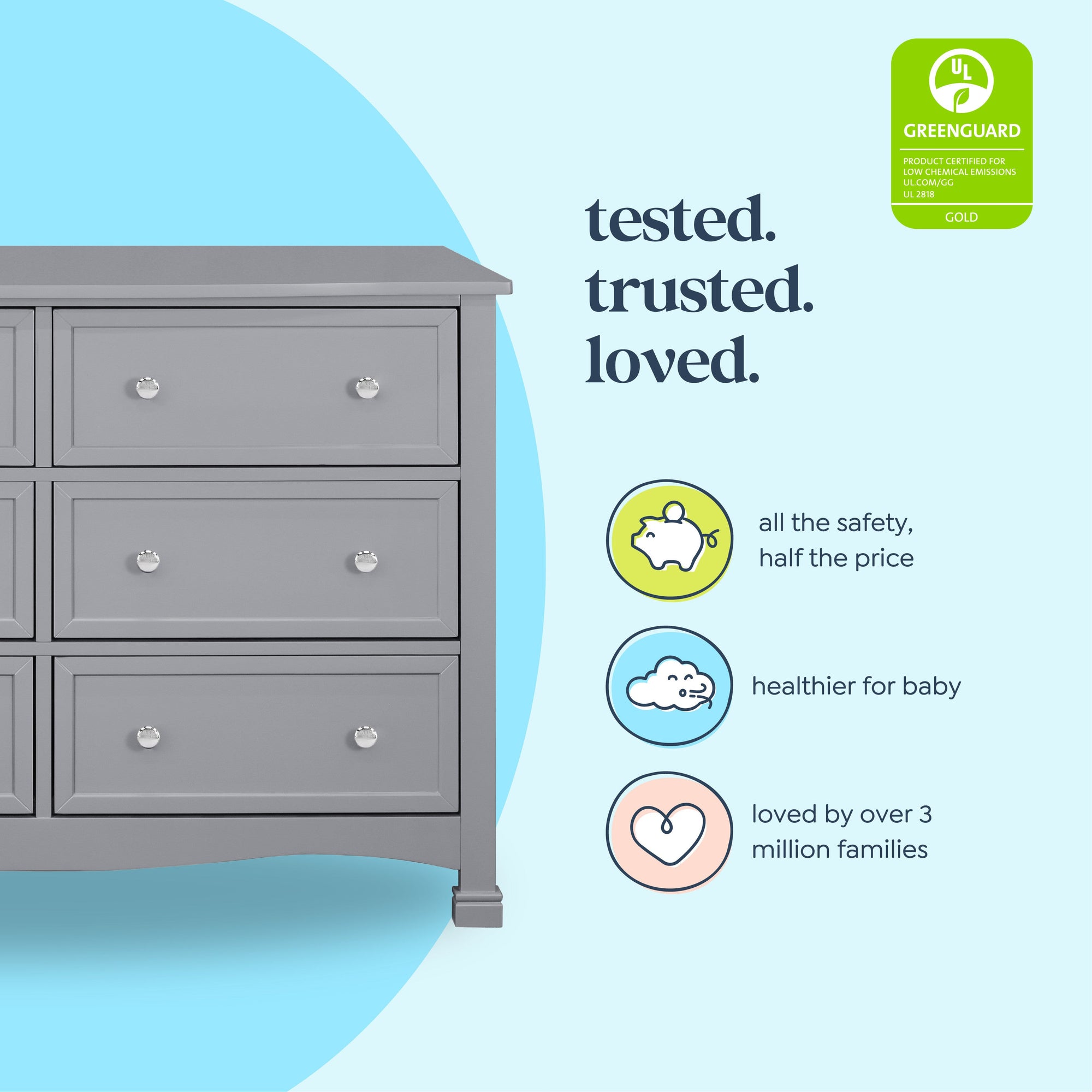 M5529G,DaVinci,Kalani 6-Drawer Double Wide Dresser in Grey Finish