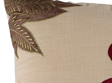 Red and Beige Floral 18" x 18" Throw Pillow