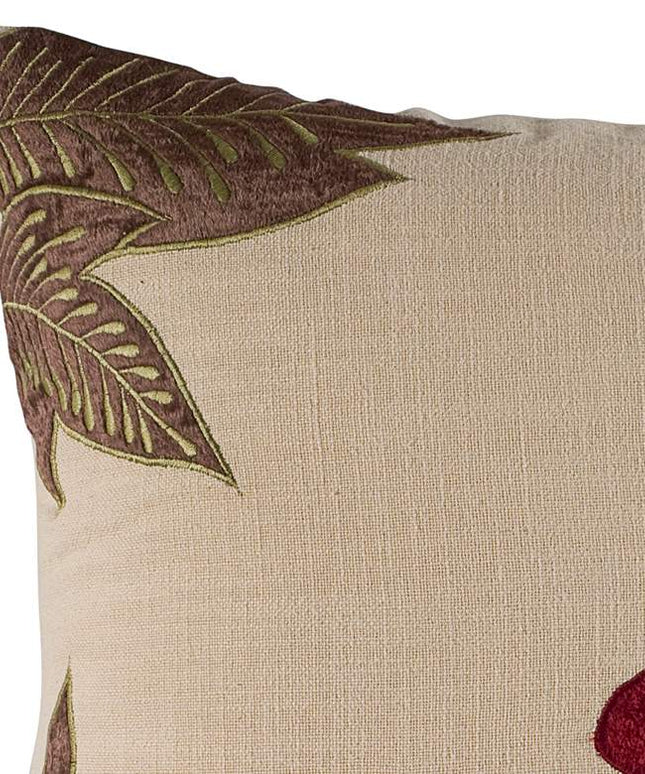 Red and Beige Floral 18" x 18" Throw Pillow