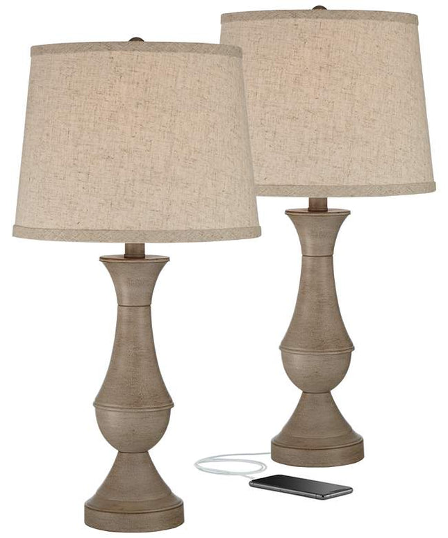 Regency Hill Avery 25" USB Touch Lamps with LED Bulbs Set of 2