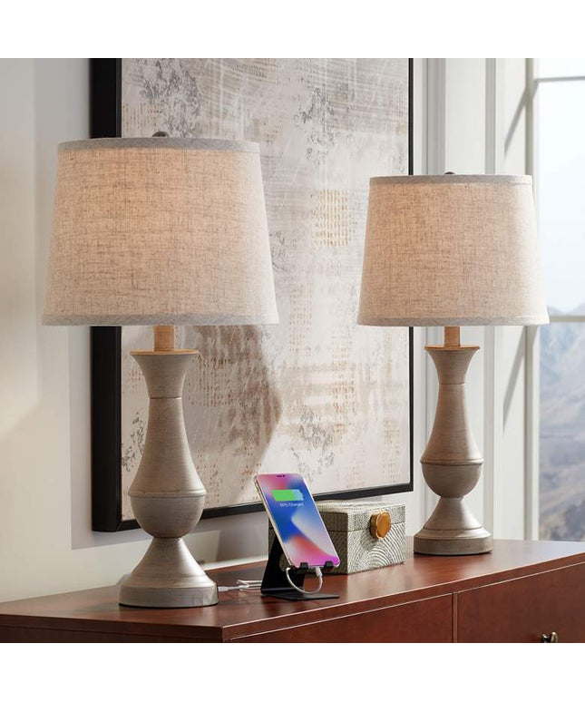 Regency Hill Avery 25" USB Touch Lamps with LED Bulbs Set of 2