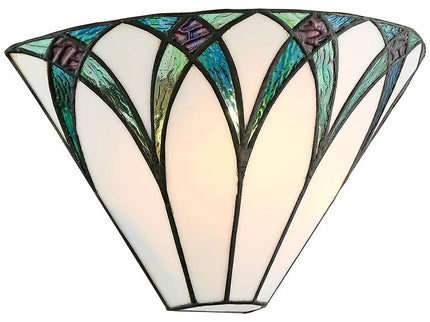 Regency Hill Filton 6" Blue Petals Tiffany-Style Wall Sconces Set of 2