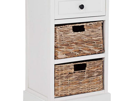 Reynolds 16" Wide Distressed Creme 1-Drawer Wood Side Table