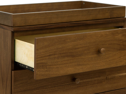 M12923NLGLD,Babyletto,Gelato 3-Drawer Changer Dresser  Gold Feet w/Removable Changing Tray in Natural Walnut